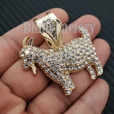 GOAT Hip Hop Iced Gold plated Cubic Zirconia Rapper's Bling Charm Pendant