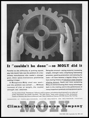 1937 Climax Molybdenum New York Manganese Moly Steel Art Deco Vintage Print Ad