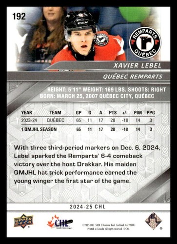 2024-25 UD CHL Team Set Quebec Remparts - Bild 7 von 9