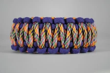 550 Paracord Survival Bracelet King Cobra Purple/Rainbow "Made in the USA"