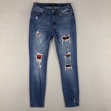 Judy Blue Jeans Womens 5/27 Skinny Fit Ankle Distress Medium Wash Blue