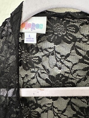 Kimono Shirley LuLaRoe Noir Dentelle - Manches 3/4, Ouvert Devant - Taille M - Neuf Sans étiquettes