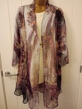 Dream Keeper Chiffon Kimono Longline Jacket With Beaded Detail New L/xl