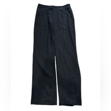 St.John Evening Wool Wide Leg Trousers Black Pants Piping Detail Size 6