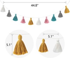 Mkono 2 Pack Tassel Garland Boho Cotton Pastel Banner for Multi Color