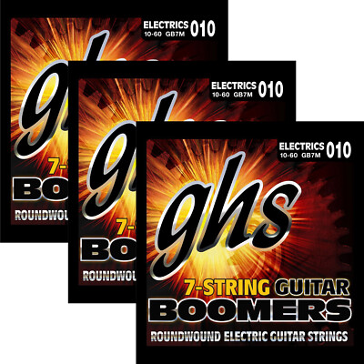 3 Sets GHS GB7M Boomers 7-String Medium Heavy Electric Guitar Strings 10-60