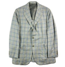 Belvest Gray Windowpane Checked Wool Linen Mens Blazer 40R G75832 Italy NWT