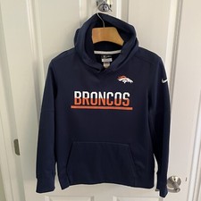 Nike Denver Broncos NFL Hoodie Boys Large L 14 16 Therma Fit On Field Blue