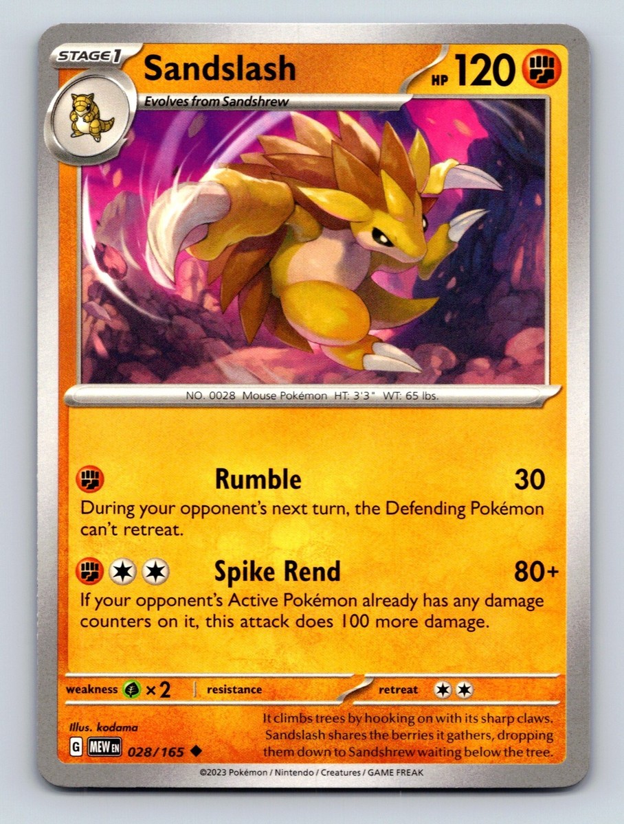 Sandslash HP 120 Rumble Spike Rend Ability Orange Pokémon Card | eBay