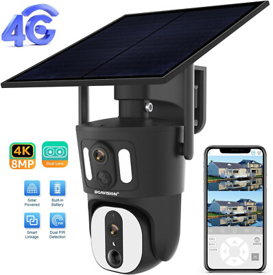 Dual Lens Linkage 4G LTE Security Camera Solar Powered No WiFi 4K Camera US Ver.