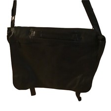 Vintage Black leather adjustable brief case messenger bag