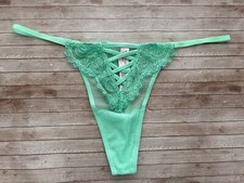 Nwt Victorias Secret Dream Angels Boho Embroidered Thong Panty Green M