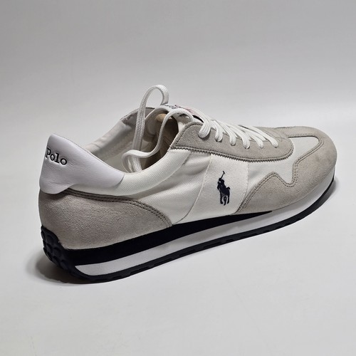 Polo Ralph Lauren uomo taglia 11 treno 85 sneakers bianco grigio scarpe scamosciate nuove con scatola - Foto 5 di 13