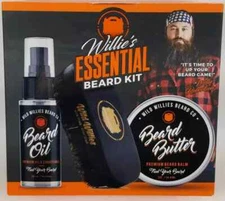 Wild Willie's Essential Beard Kit Beard Oil Brush Beard Balm Men's Grooming Set