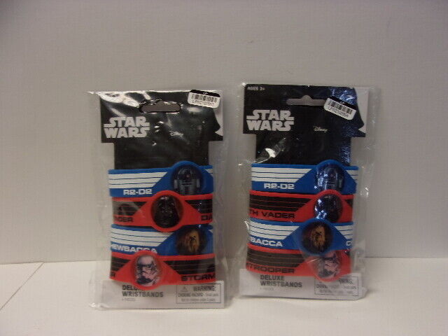Lot os 2 packs of 4 Starwars Darth Vader R2 D2 Chewbacca ect Rubber Bracelet 548
