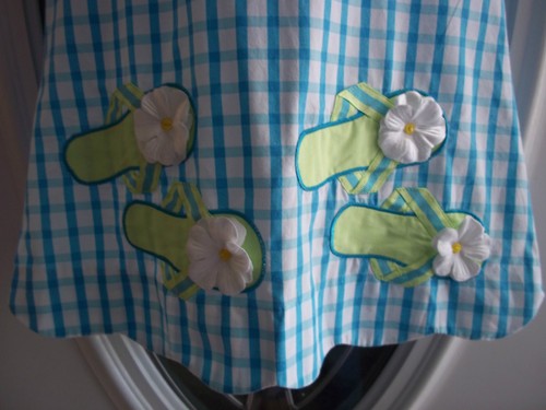 GIRL CONNECTION Summer Dress Blue Check Flip Flop Scalloped Hem Girls Size 6 EUC - Picture 3 of 5