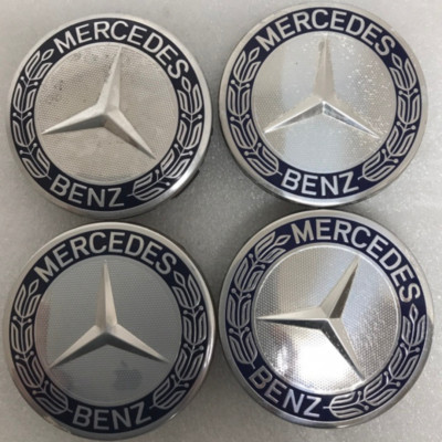 Set of 4 Mercedes 75MM Classic Dark Blue Wheel Center Hub Caps dc755be3 ...