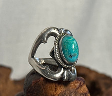 Sterling Silver Ring 9.1g Sz 6 Band Oval Turquoise Stone