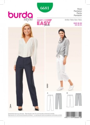Burda Damen Easy Schnittmuster 6681 elegante schmale Hose