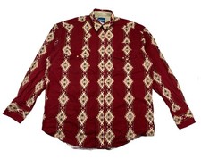 Vintage Wrangler Men's Large Aztec Print Western Button Up Pearl Snap