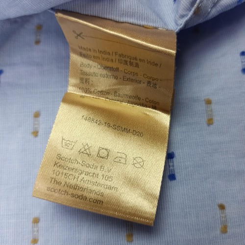 Scotch-&-Soda Mens Dress-Shirt Size L Regular Fit Blue Button-Up Cotton Formal - Picture 6 of 9