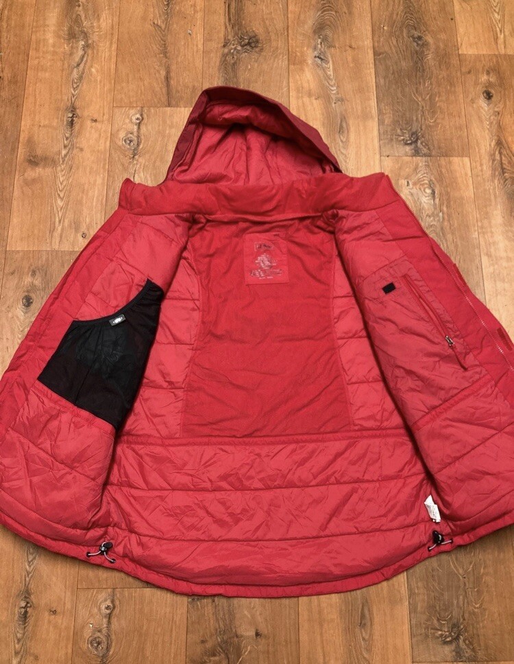 LL Bean Reflective Rugged Ridge Insulated Jacket Red Parka Hoodie Zip