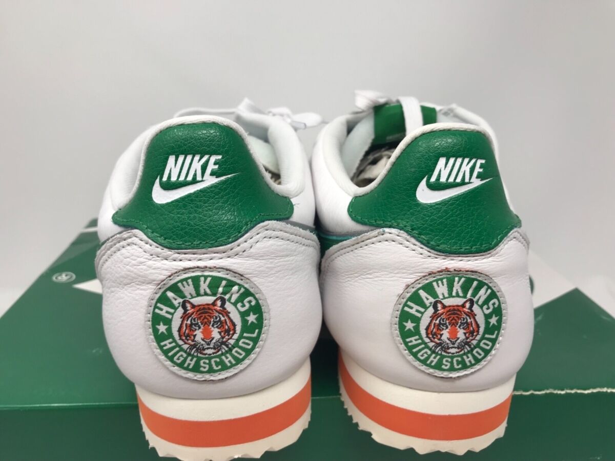 Nike Cortez White Green Stranger Things Hawkins High School Nike Cortez White Green Stranger Things Hawkins High School