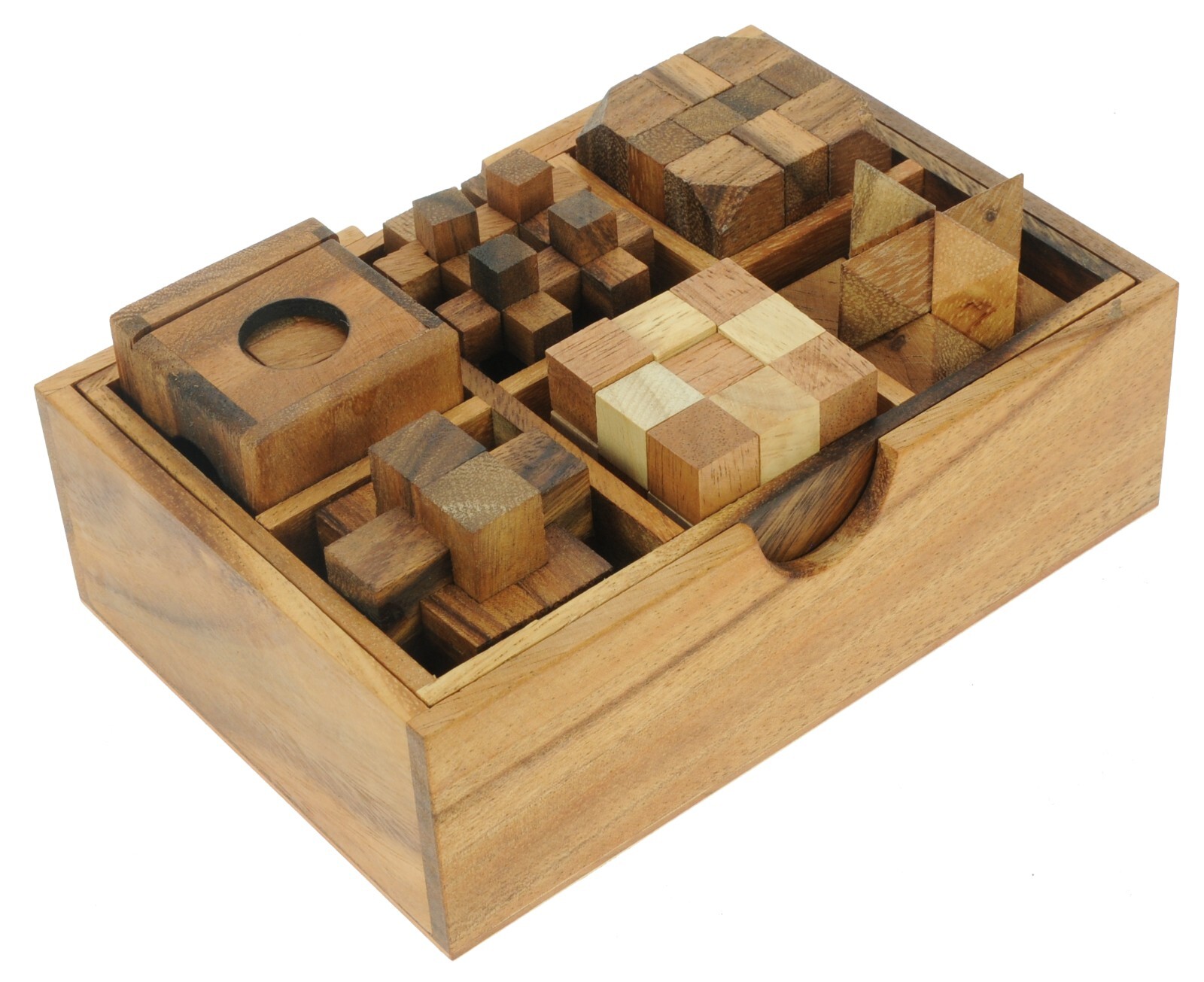 Puzzle Games (Set of 6) 3D Wooden Brain Teasers Gift Box Fun Adults
