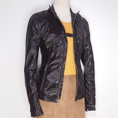 Belstaff Bomber Biker Motorradjacke Silber Label Brown Nylon Damen GRÖSSE S