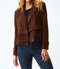 Ecru Suede Short Trench In Chocolate