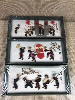 Lot of 3 Vtg Yang Jing Bean Sculpture Madam Yangjing Chinese  Bean Sculpture