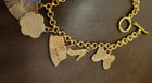 Fun fashion black & white bracelt gold tone with 9 charms high heels, purse, hat — photo 10