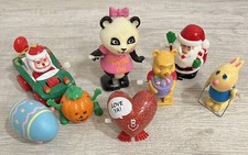 Lot of 8 Vintage Wind Up Walking Toy Animal Figures Pooh Santa Panda etc. C
