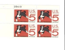 Scott # 1307 US  ASPCA  Plate Block  M/NH  O/G 