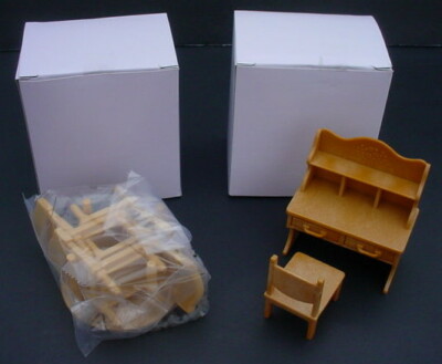 Calico Critters Dining Table Chairs Set Hutch Study Desk Set NEW