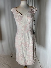Adrianna Papell Women's Pink Metallic Floral Sheath Dress,Size 6,$159