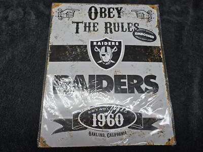 Obey The Rules Raiders Established 1960 For Garage Bar Home Vintage Metal Sign