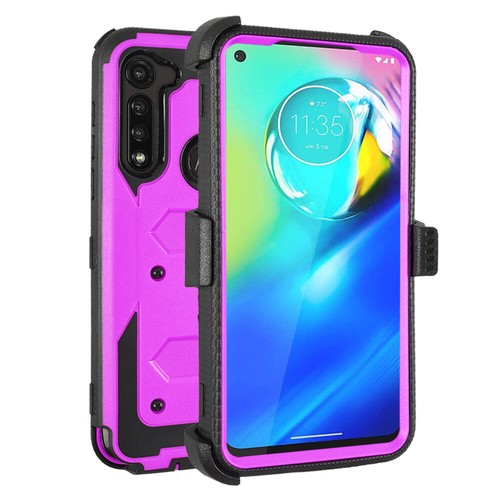For Motorola G Power Phone Case Hybrid Outdoor Belt Clip Built Screen Protector - Picture 15 of 26