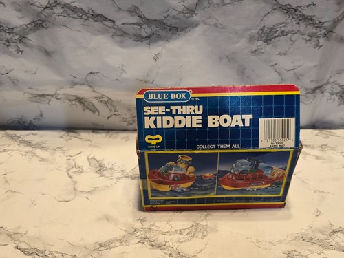 VINTAGE WIND UP KIDDIE BOAT BLUE BOX SEE-THRU NEW - Picture 3 of 3