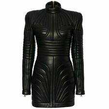 Abito steampunk donna pelle nero pelle gotico PUNK pelle有点职业道德好吗 