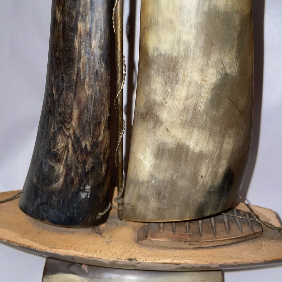 Vintage Horn, Wood & Metal Model Boat 28.75cm Tall Approx eBay