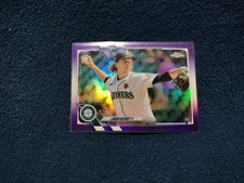 2021 Topps Chrome #USC70 Logan Gilbert Purple Refractor Rookie Card Mariners. rookie card picture