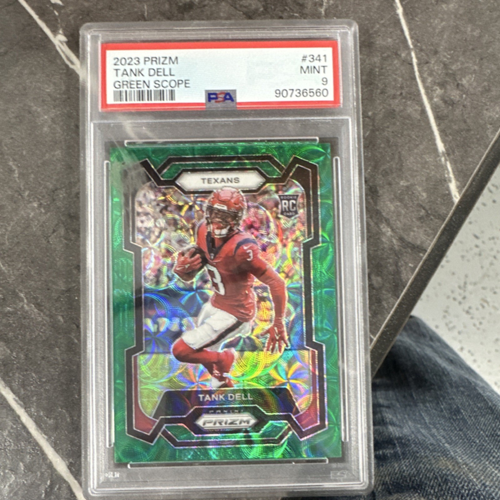 Panini 2023 Prizm Tank Dell #341 Green Scope Prizm Rookie /75 PSA 9 Texans