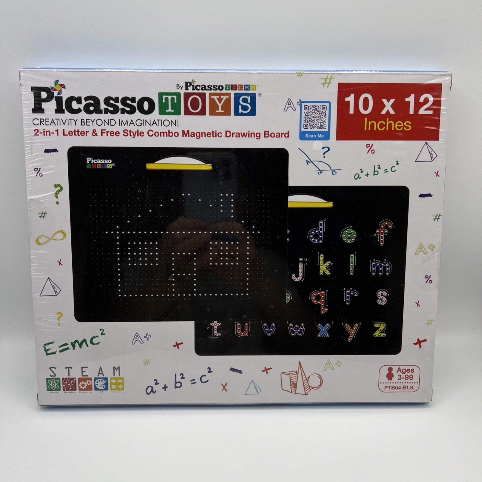 Picasso Tiles 2-in-1 Magnetic Drawing Board 12x10 Large Bead Tablet Pad for Kids