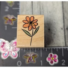 Hero Arts Single Flower Leaves 2002 Rubber Stamp Wood K114