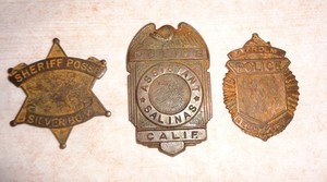 Lot of  3 Vintage UNFINISHED Police Sheriff Badges Obsolete
