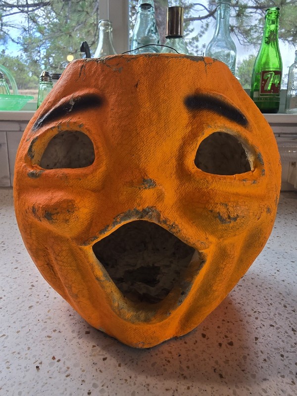 Vintage Paper Mache Halloween Jack O Lantern Pumpkin