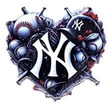 5 Pc Heart Yankees - Acrylic Flatback Charms - For Badge Reels - DIY Crafts