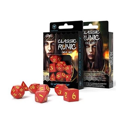 Q-Workshop Classic Runic Red & Yellow Roleplaying 7 Piece Dice Set NEW IN STOCK