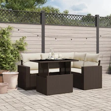 Garden Sofa Set Brown and Cream White